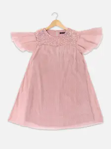 Allen Solly Junior Embellished Flutter Sleeve Cotton A-Line Dress