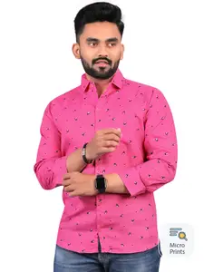 Bought First Premium Opaque Floral Printed Organic Cotton Casual Shirt