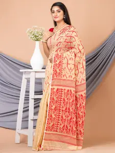 Laa Calcutta Ethnic Motifs Woven Design Pure Cotton Jamdani Saree
