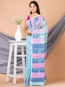 Laa Calcutta Ethnic Motifs Woven Design Pure Cotton Jamdani Saree