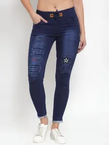 A-Okay Women Slim Fit High-Rise Mildly Distressed Light Fade Stretchable Jeans