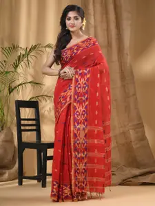 DESH BIDESH Ethnic Motifs Woven Design Silk Cotton Taant Saree