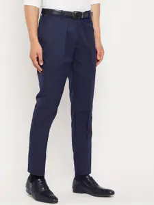 VEI SASTRE Men Smart Slim Fit Pleated Formal Trousers