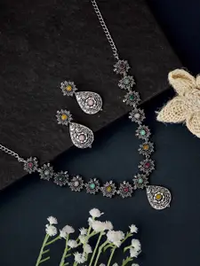 ATIBELLE Silver-Plated Germen Silver Necklace and Earrings