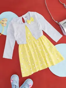 YU by Pantaloons Girls Conversational Printed Flared Pure Cotton Fit and Flare Dress