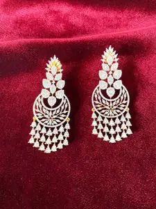 Pihtara Jewels Gold-Plated American Diamond-Studded Classic Drop Earrings