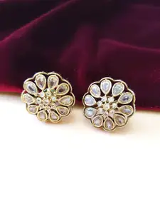 Pihtara Jewels Gold-Plated Kundan-Studded Circular Stud Earrings