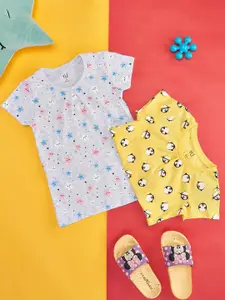 YU by Pantaloons Girls Multicoloured Printed Applique T-shirt