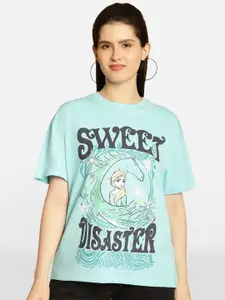 BAESD Disney Printed Round Neck Cotton Oversized T-shirt