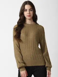 Van Heusen Woman Cable Knit Round Neck Long Sleeves Pullover