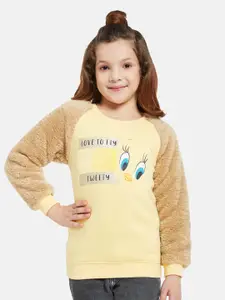 METTLE Girls Graphic Printed Fleece Pullover Sweatshirt