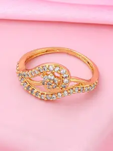 Estele Gold-Plated CZ-Studded Finger Ring