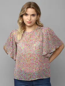 Allen Solly Woman Floral Print Round Neck Flared Sleeve Top