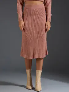 20Dresses Taupe Ribbed Knee-Length Sweater A-Line Skirt