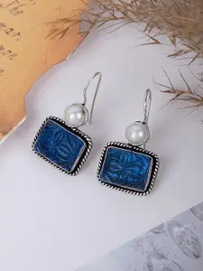 TEEJH Stone & Pearl Contemporary Drop Earrings