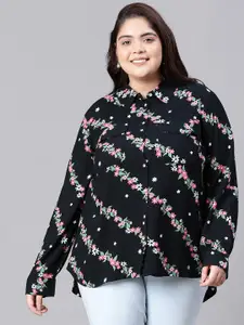 Oxolloxo Plus Size Floral Printed Relaxed Casual Shirt