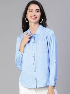 Oxolloxo Smart Fit Vertical Striped Cotton Casual Shirt