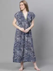 Oxolloxo Abstract Printed Georgette Swimwear Cover Up Maxi Dress