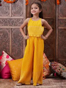 pspeaches Girls Floral Printed Shoulder Straps Top with Palazzos