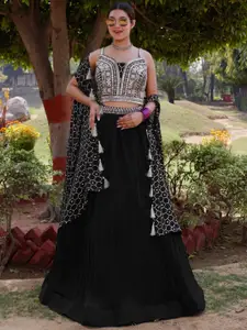 Chhabra 555 Embroidered Semi-Stitched Lehenga & Unstitched Blouse with Cape Jacket