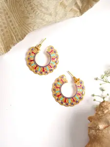 TEEJH Gold-Plated Contemporary Half Hoop Earrings