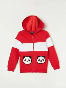 Juniors by Lifestyle Infant Boys Colourblocked Hooded Pure Cotton Front-Open Sweatshirt