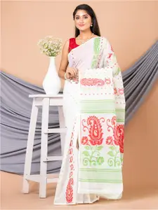 HOUSE OF ARLI Woven Design Pure Cotton Jamdani Saree