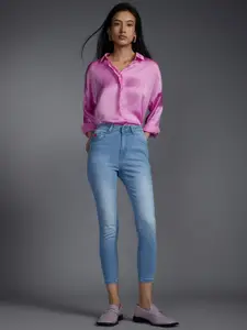 Recap Women Narrow Skinny Fit High-Rise Clean Look Light Fade Jeans