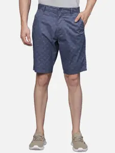 t-base Men Checked Mid Rise Cotton Chino Shorts