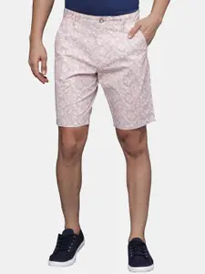 t-base Men Mid-Rise Floral Printed Shorts