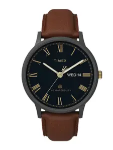 Timex Men Embellished Dial & Leather Straps Analogue Watch TW2U88500UJ