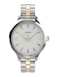 Timex Women Patterned Dial & Stainless Steel Straps Analogue Watch TW2V06500UJ