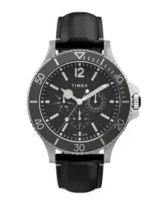 Timex Men Textured Dial & Leather Straps Analogue Watch TW2U12900UJ