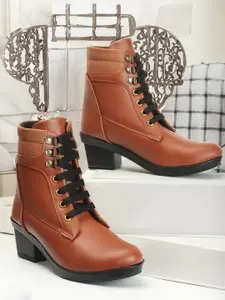 The Roadster Lifestyle Co. Women Block Heeled Mid-Top Chunky Boots