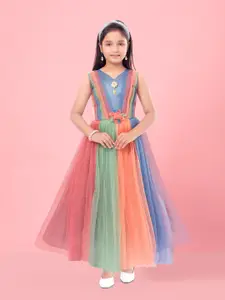 Aarika Girls Corsage Net Maxi Dress
