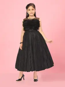 Aarika Girls Net Fit & Flare Midi Dress