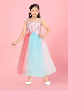 Aarika Girls Colourblocked Sleeveless Net Maxi Dress
