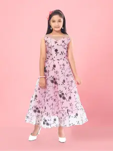 Aarika Girls Floral Embellished Net Maxi Dress