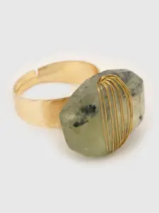 D'oro Gold-Plated Stone Studded Finger Ring