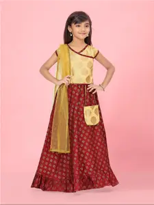 Aarika Girls Printed Ready to Wear Lehenga & Blouse With Dupatta