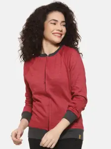 Campus Sutra Cotton Front Open Sweatshirt