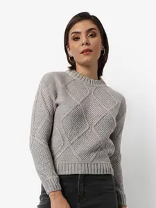 Campus Sutra Cable Knit Acrylic Pullover