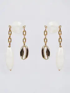 D'oro White Gold-Plated Beaded Drop Earrings
