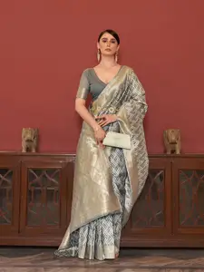 elora Geometric Woven Design Zari Detail Saree