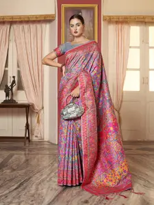 elora Floral Printed Zari Banarasi Saree
