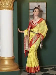 elora Ethnic Motifs Woven Design Zari Detail Banarasi Saree