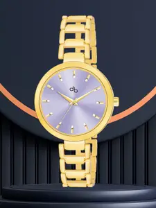 DressBerry Women Blue Dial & Gold Toned Bracelet Style Straps Analogue Watch HOBDB-181-GD