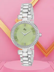DressBerry Women Green Embellished Bracelet Style Straps Analogue Watch HOBDB-186-SL