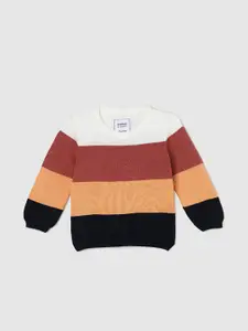 max Girls Colourblocked Ribbed Pure Cotton Pullover