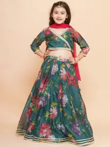 Bitiya by Bhama Girls Floral Printed Sequined Ready to Wear Lehenga & Blouse With Dupatta